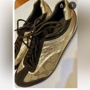 Coach Gold and Brown Sneakers